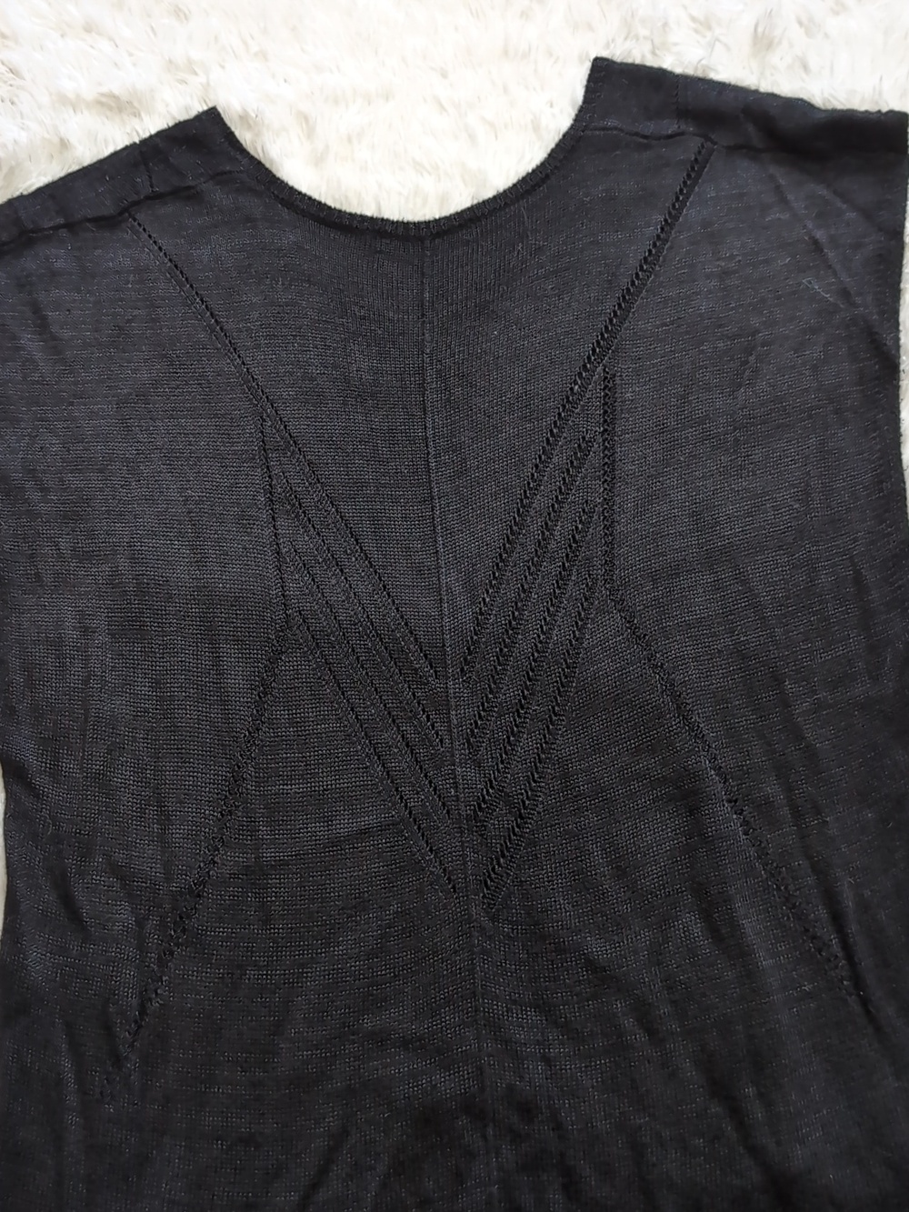 Saks Fifth Black Knit Tassel Poncho Oversized Fall Layering Sweater M/L - Picture 7 of 11